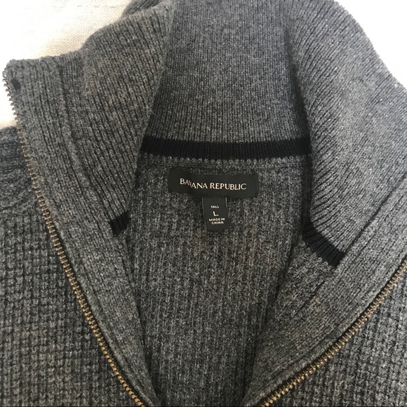 Banana Republic NWOT wool/leather sweater men’s L - Picture 1 of 8